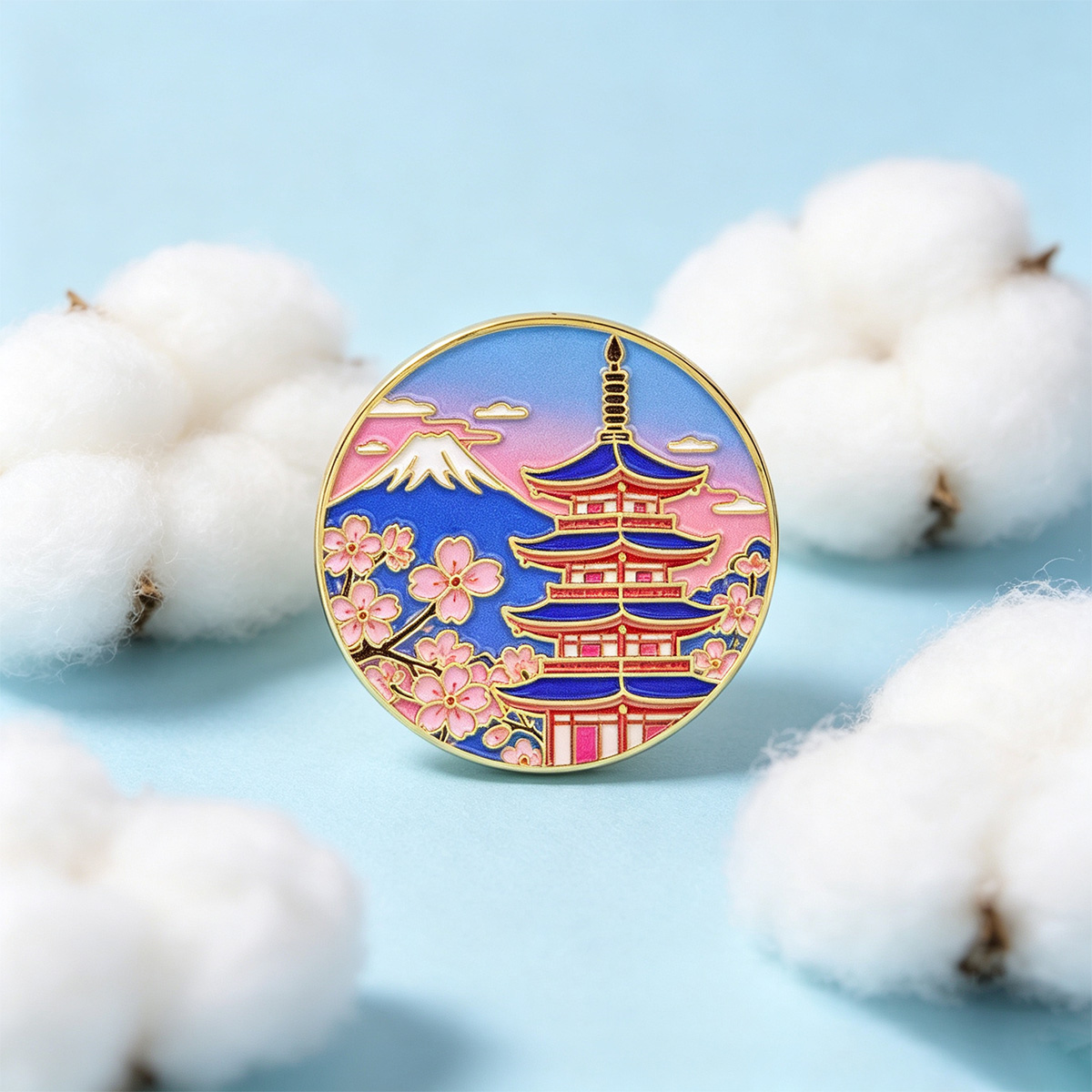 Travel Accessories Jewelry - Japanse kersenbloesem emaille pin, vintage revers