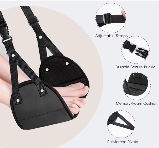 Travel Accessories Long Flight - Verstelbare voetensteun met draagbare voethangmat, beensteunriem,